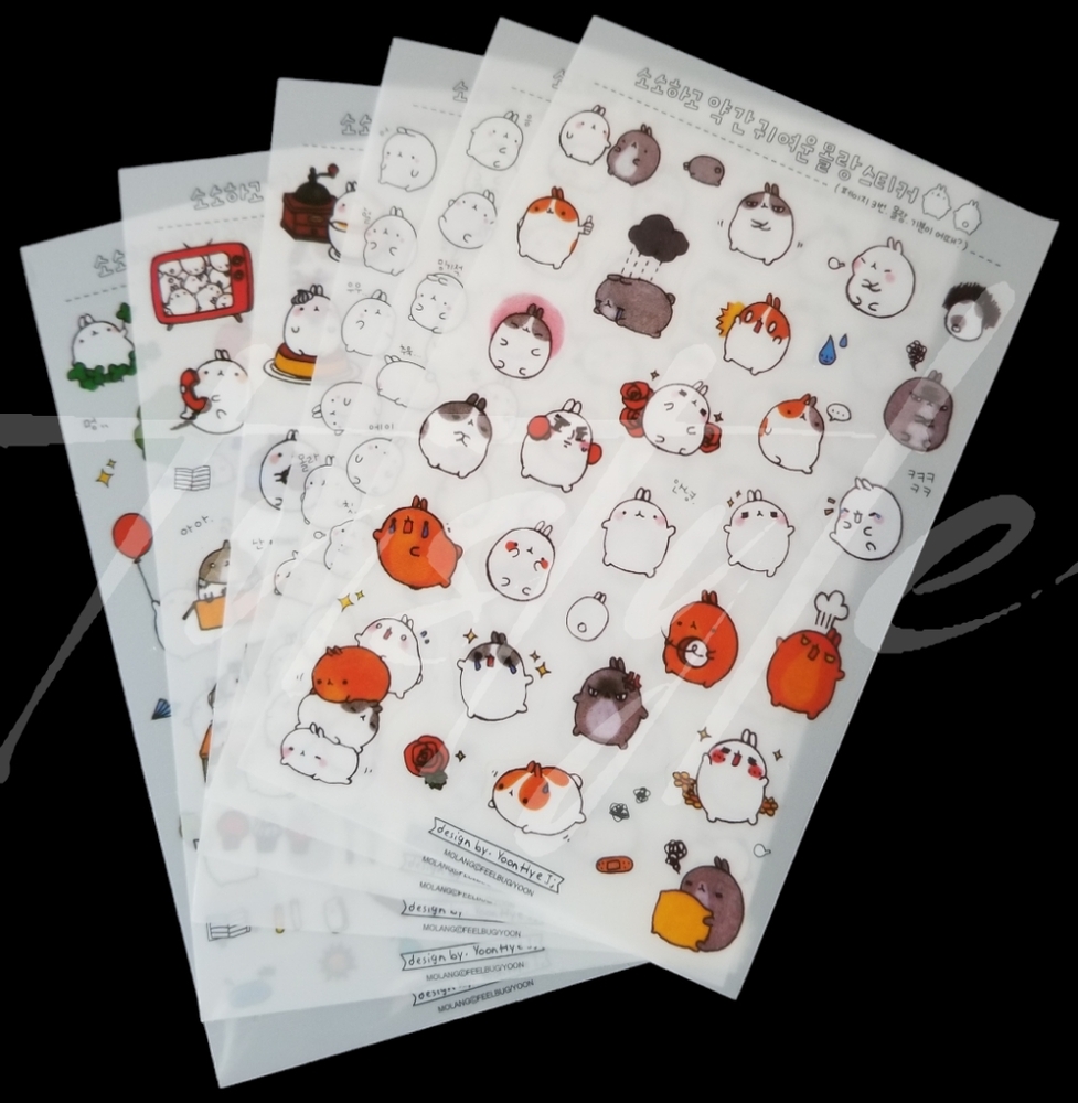 ⭐️3/$20⭐️ Molang Transparent Sticker Sheets